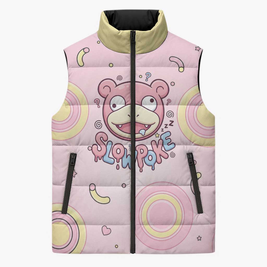 Slowpoke Sleeveless Puffer Jacket Sleepy Bubblegum Daydream Art