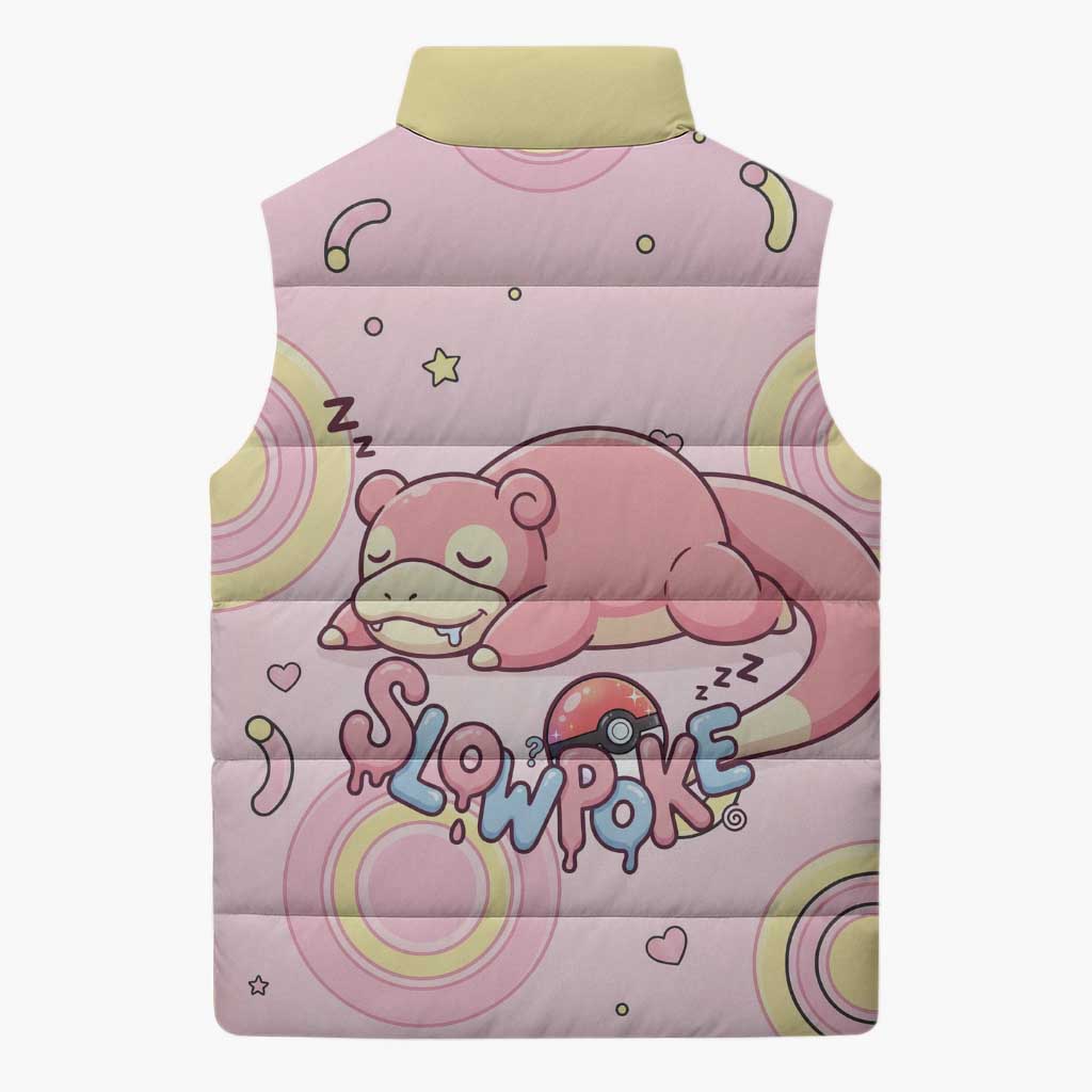 Slowpoke Sleeveless Puffer Jacket Sleepy Bubblegum Daydream Art