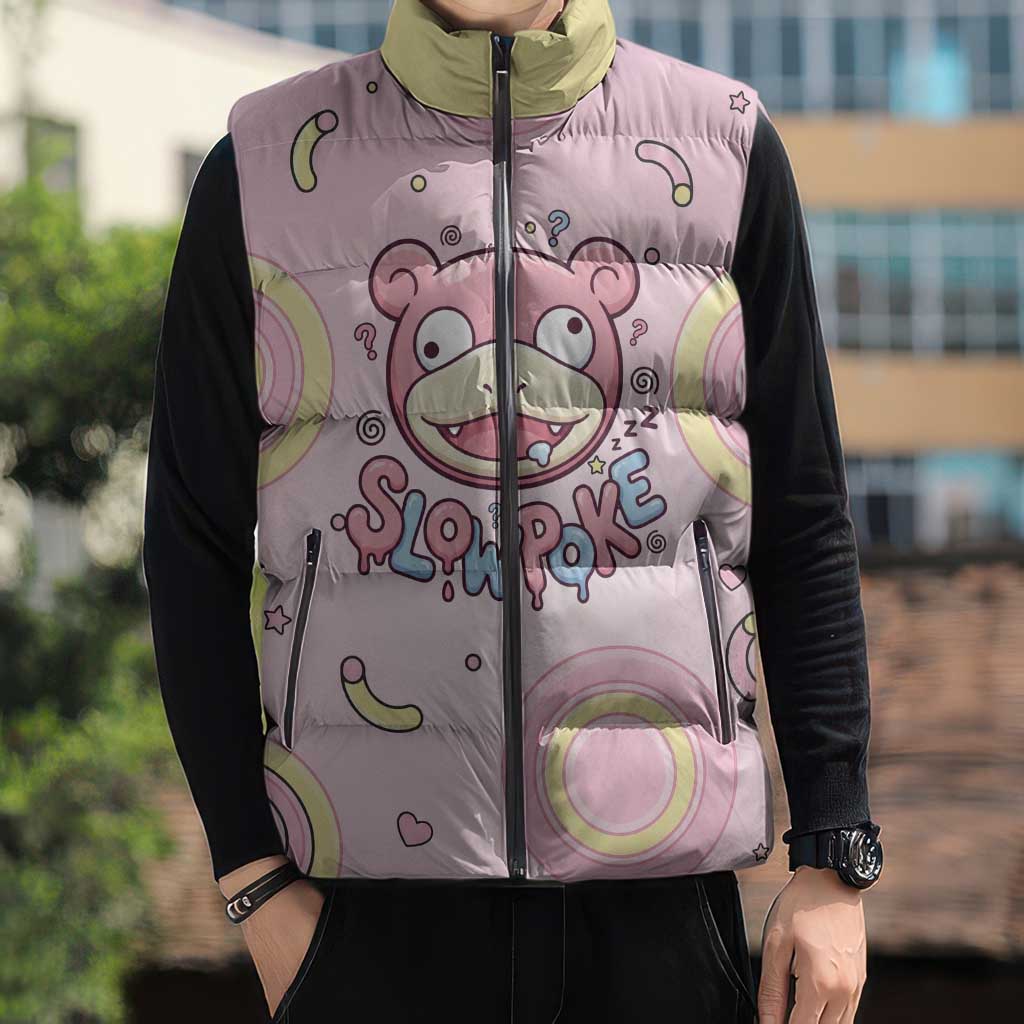 Slowpoke Sleeveless Puffer Jacket Sleepy Bubblegum Daydream Art