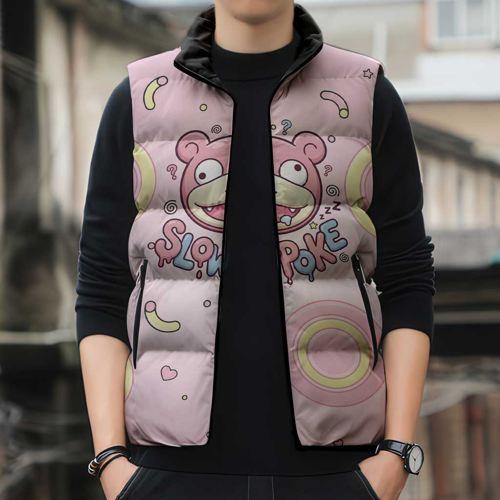 Slowpoke Sleeveless Puffer Jacket Sleepy Bubblegum Daydream Art