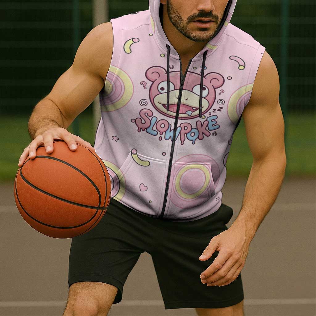 Slowpoke Sleeveless Zip Hoodie Sleepy Bubblegum Daydream Art