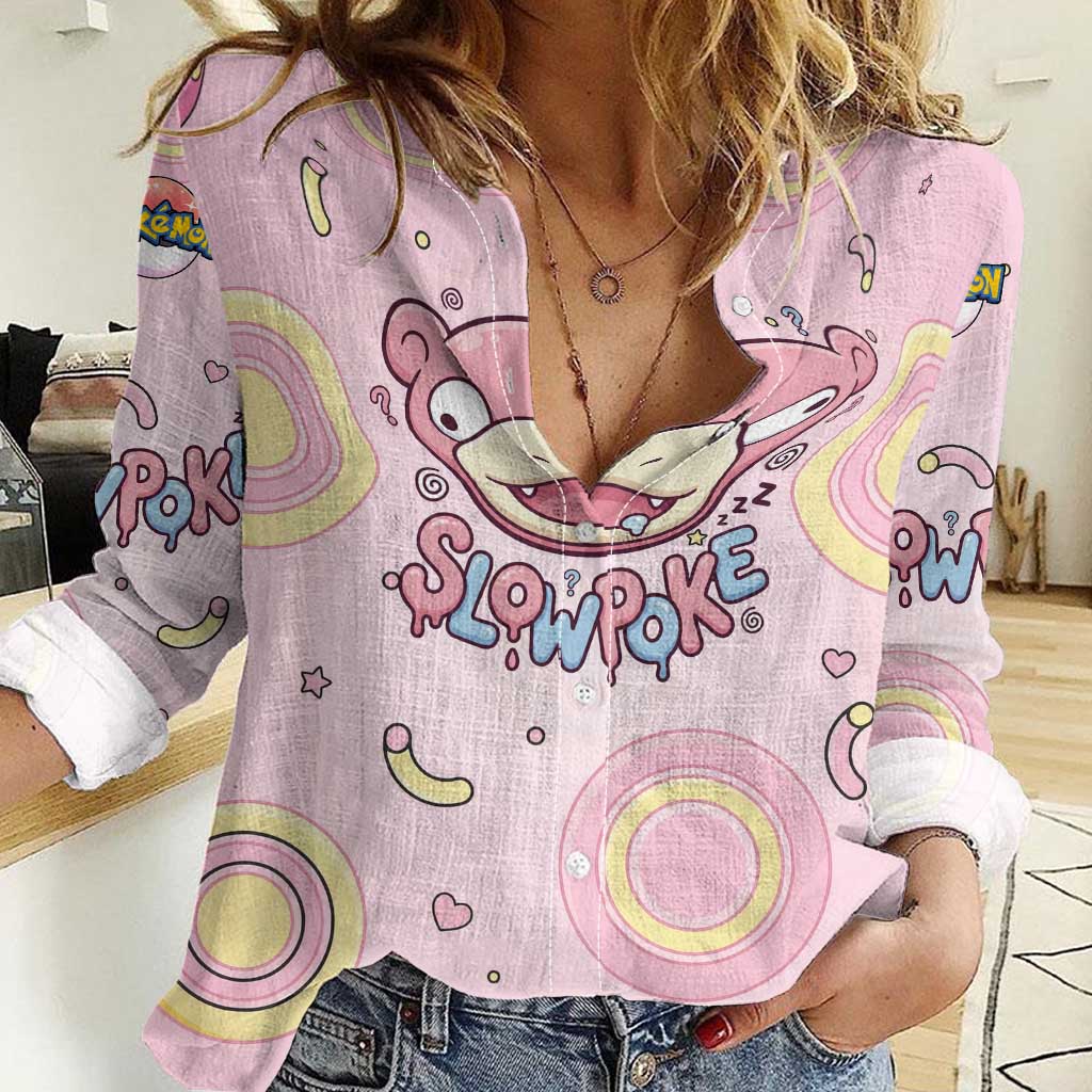 Slowpoke Women Casual Shirt Sleepy Bubblegum Daydream Art
