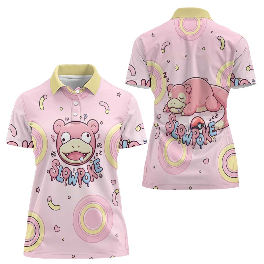 Slowpoke Women Polo Shirt Sleepy Bubblegum Daydream Art