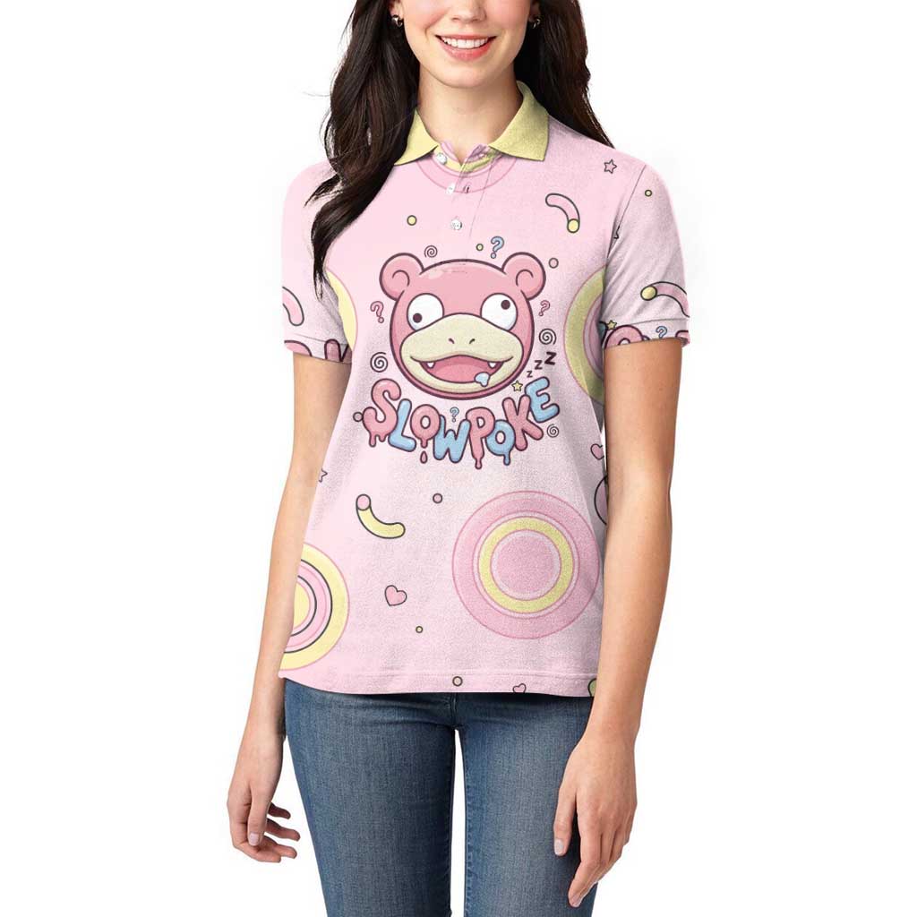 Slowpoke Women Polo Shirt Sleepy Bubblegum Daydream Art