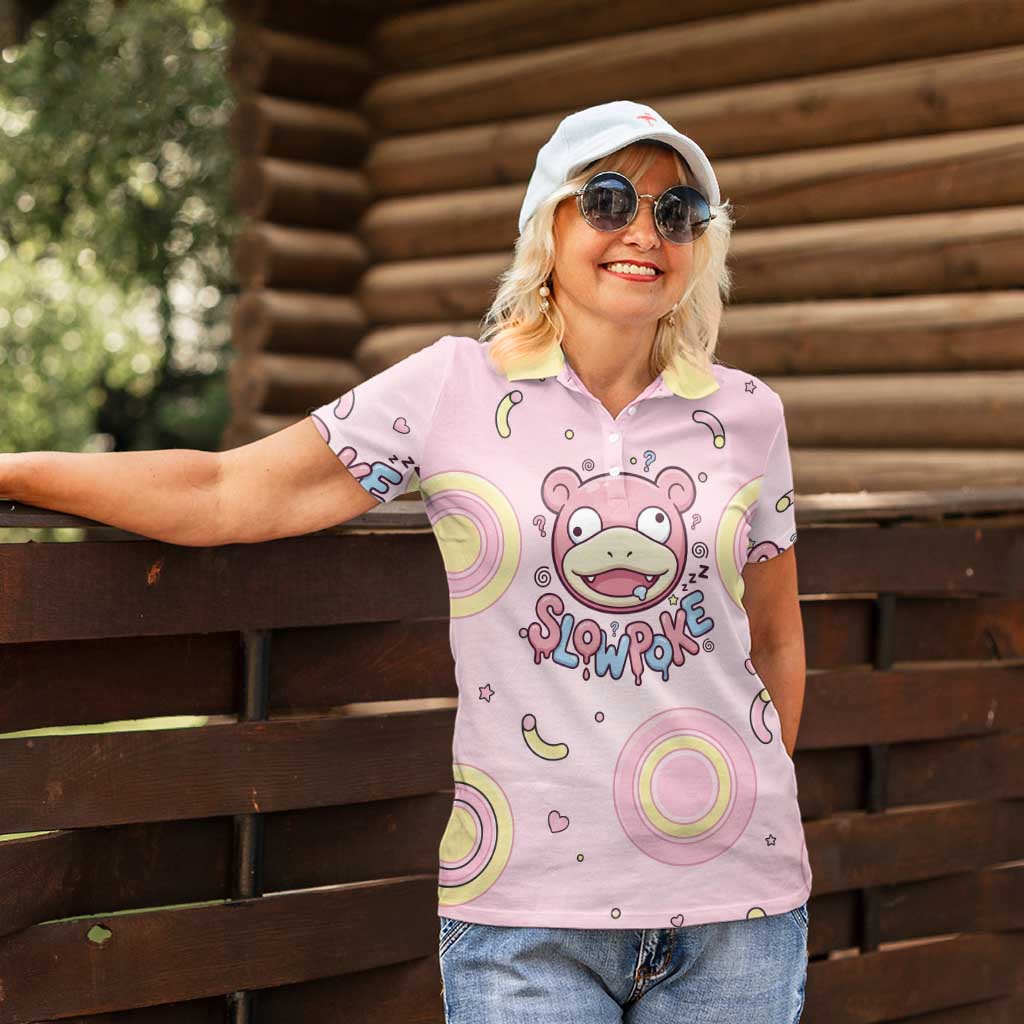 Slowpoke Women Polo Shirt Sleepy Bubblegum Daydream Art