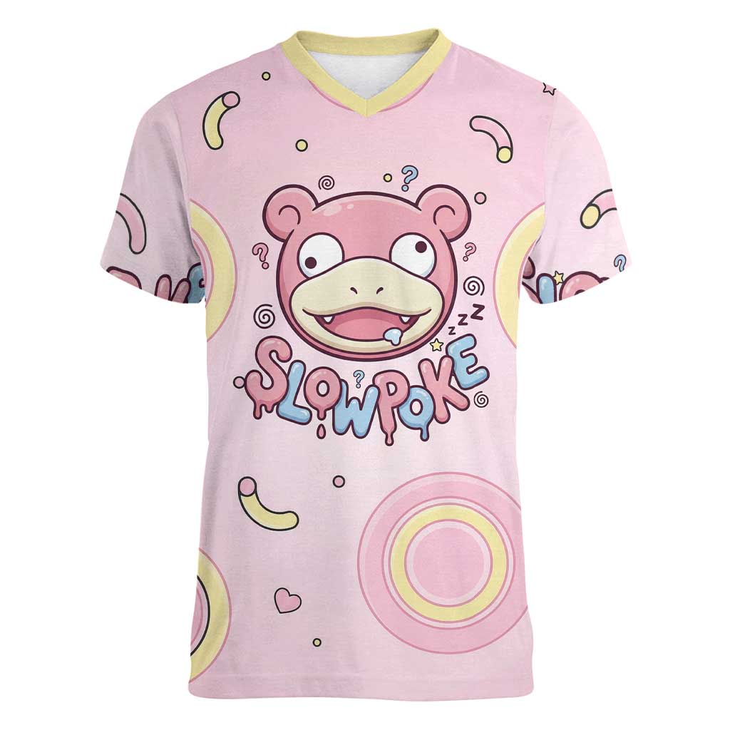 Slowpoke Women V-Neck T-Shirt Sleepy Bubblegum Daydream Art
