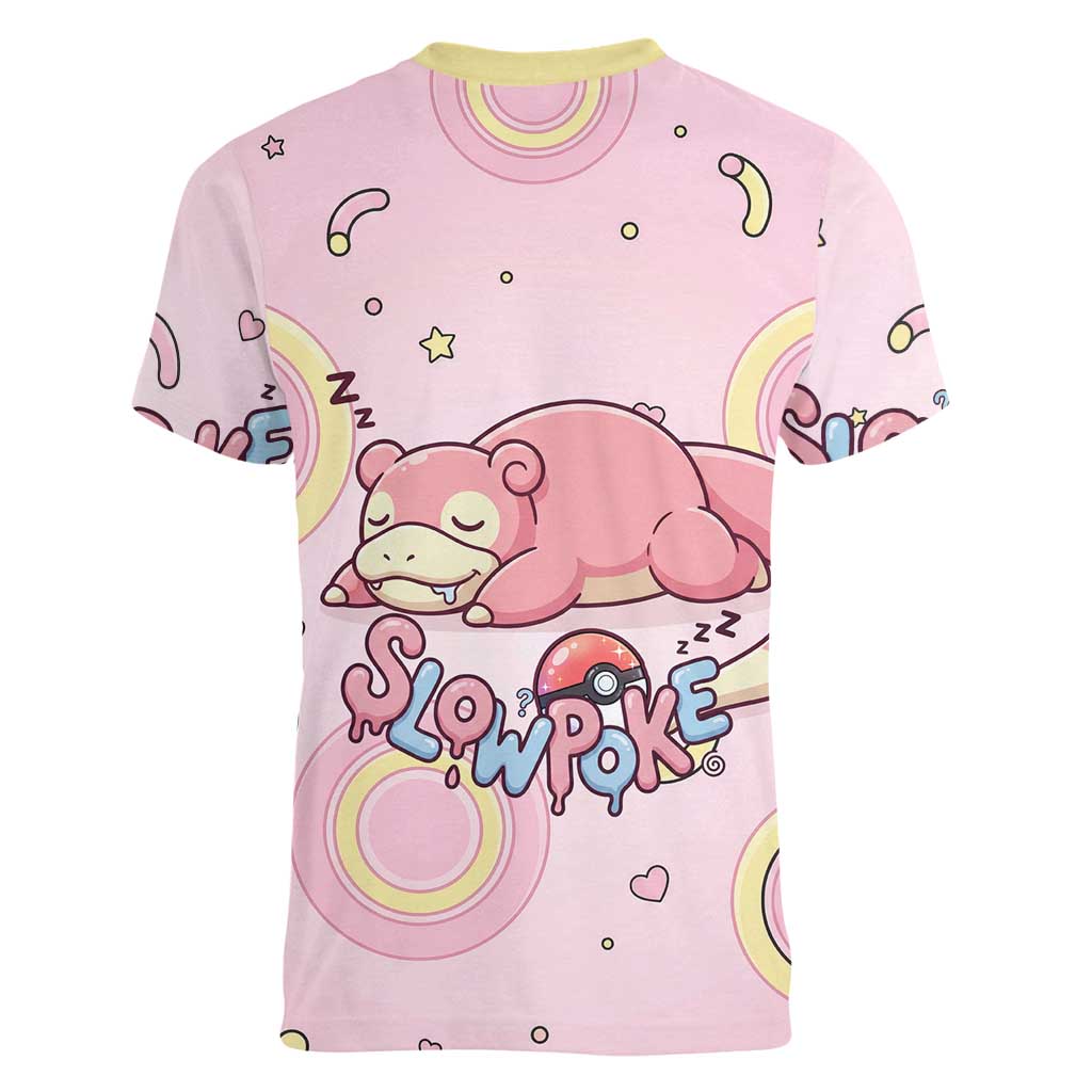 Slowpoke Women V-Neck T-Shirt Sleepy Bubblegum Daydream Art