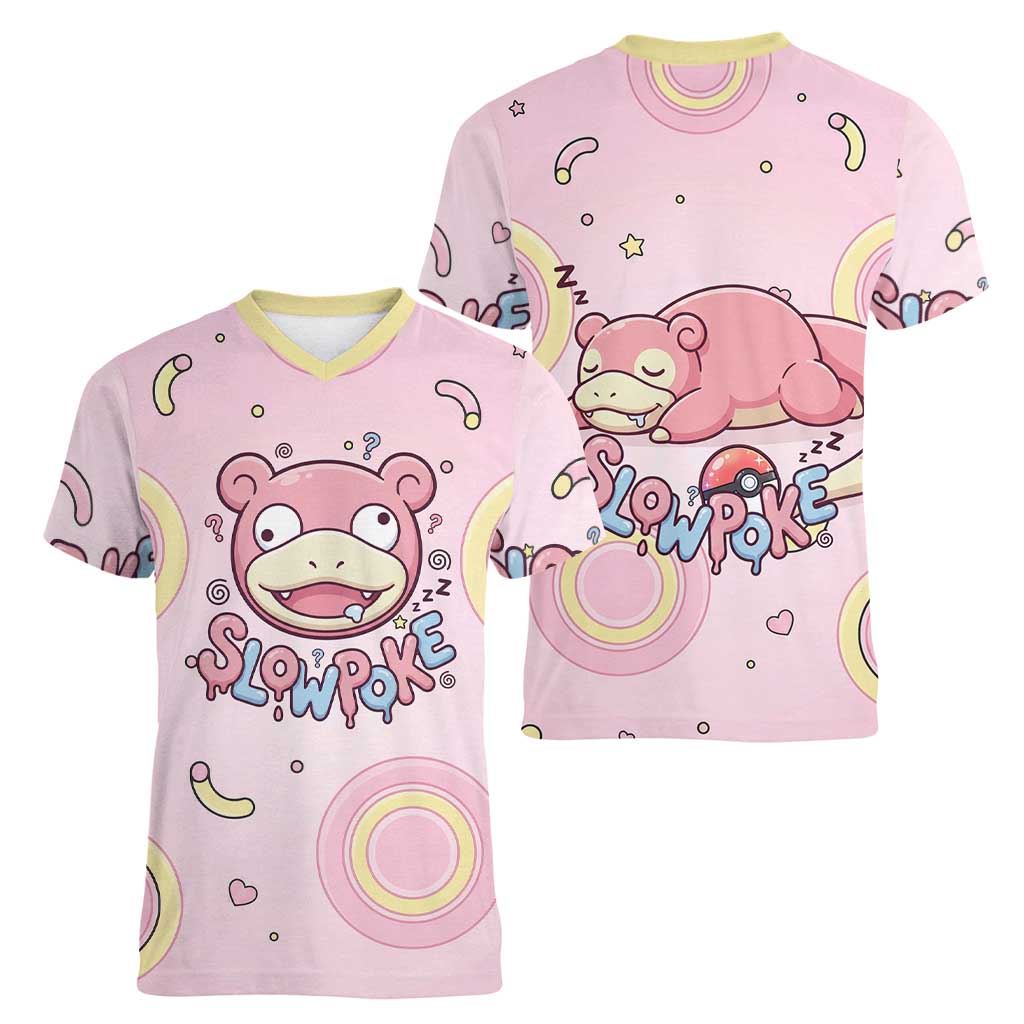Slowpoke Women V-Neck T-Shirt Sleepy Bubblegum Daydream Art