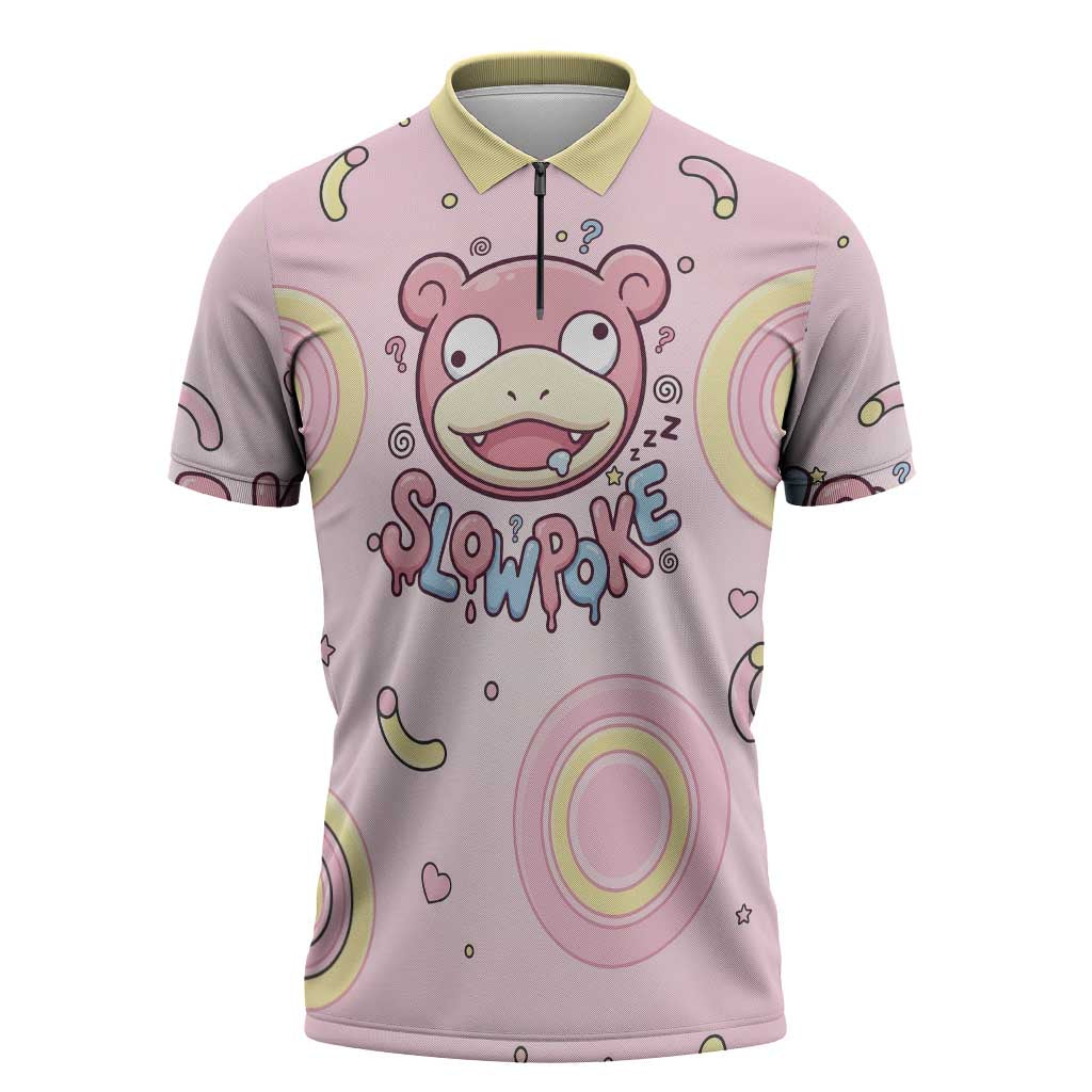 Slowpoke Zipper Polo Shirt Sleepy Bubblegum Daydream Art