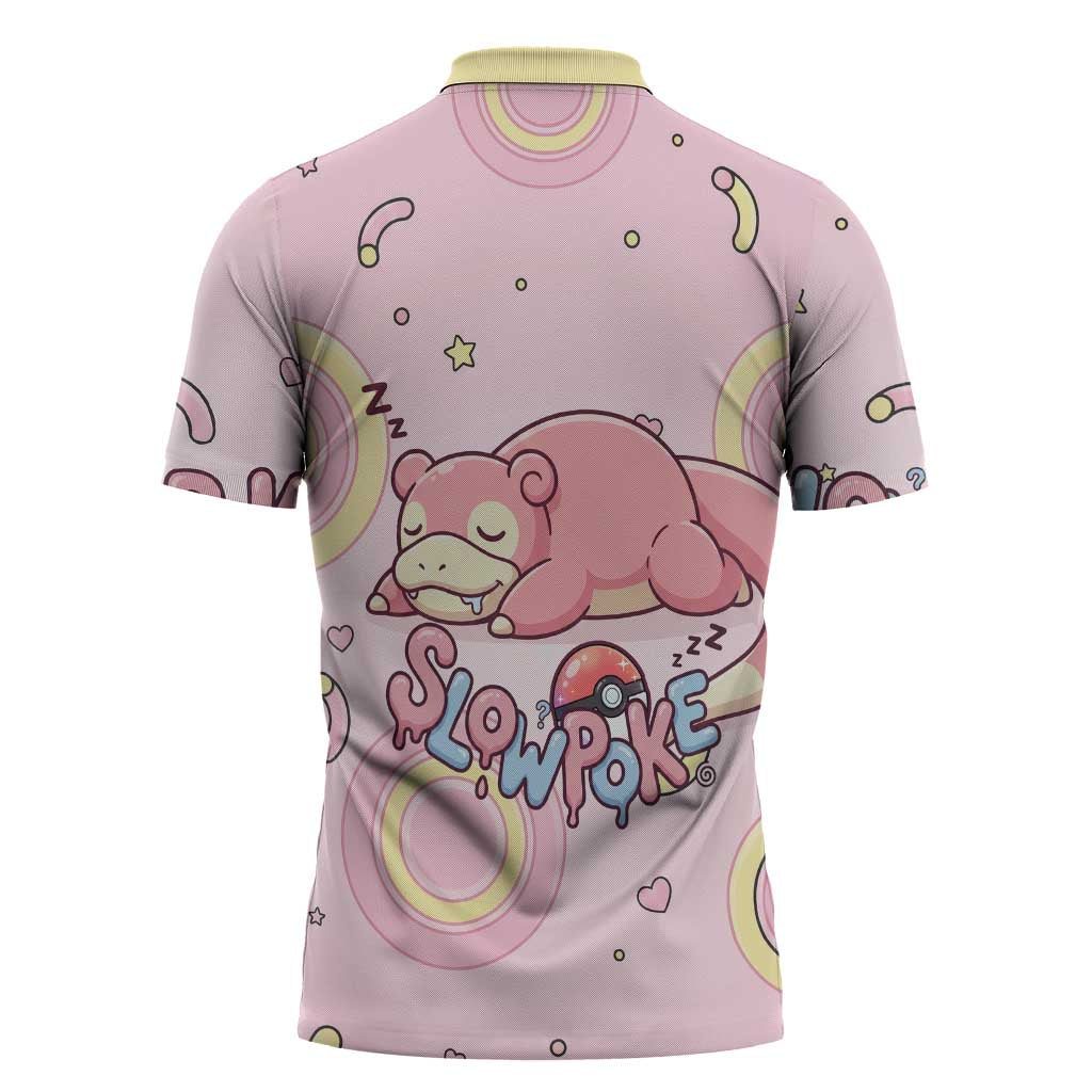 Slowpoke Zipper Polo Shirt Sleepy Bubblegum Daydream Art
