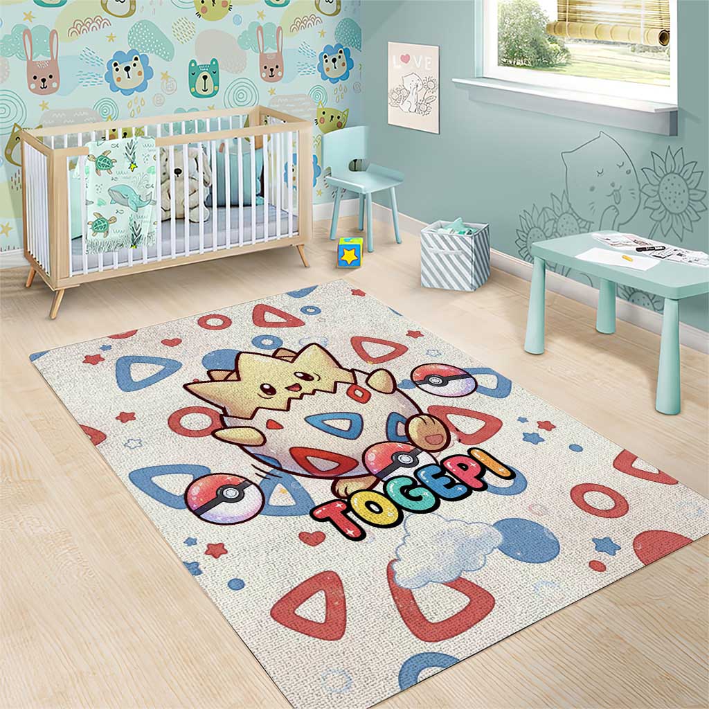 Togepi Area Rug Joyful Eggshell Whimsy Art