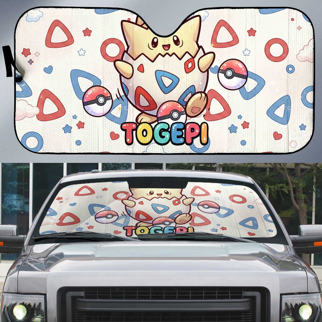 Togepi Auto Sun Shade Joyful Eggshell Whimsy Art