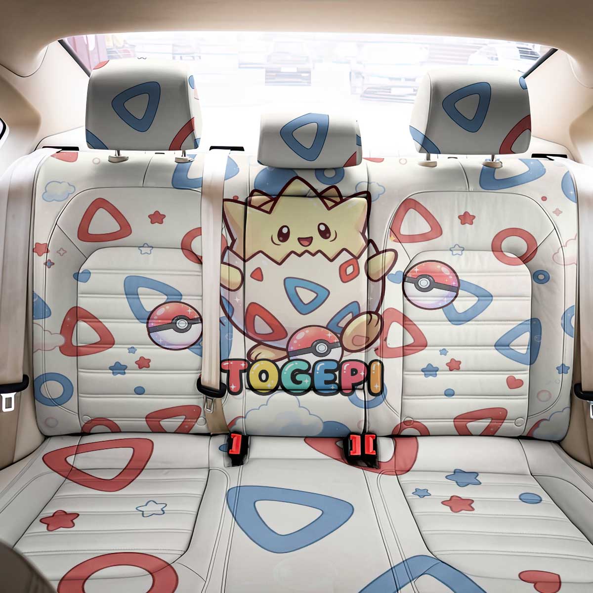 Togepi Back Car Seat Cover Joyful Eggshell Whimsy Art
