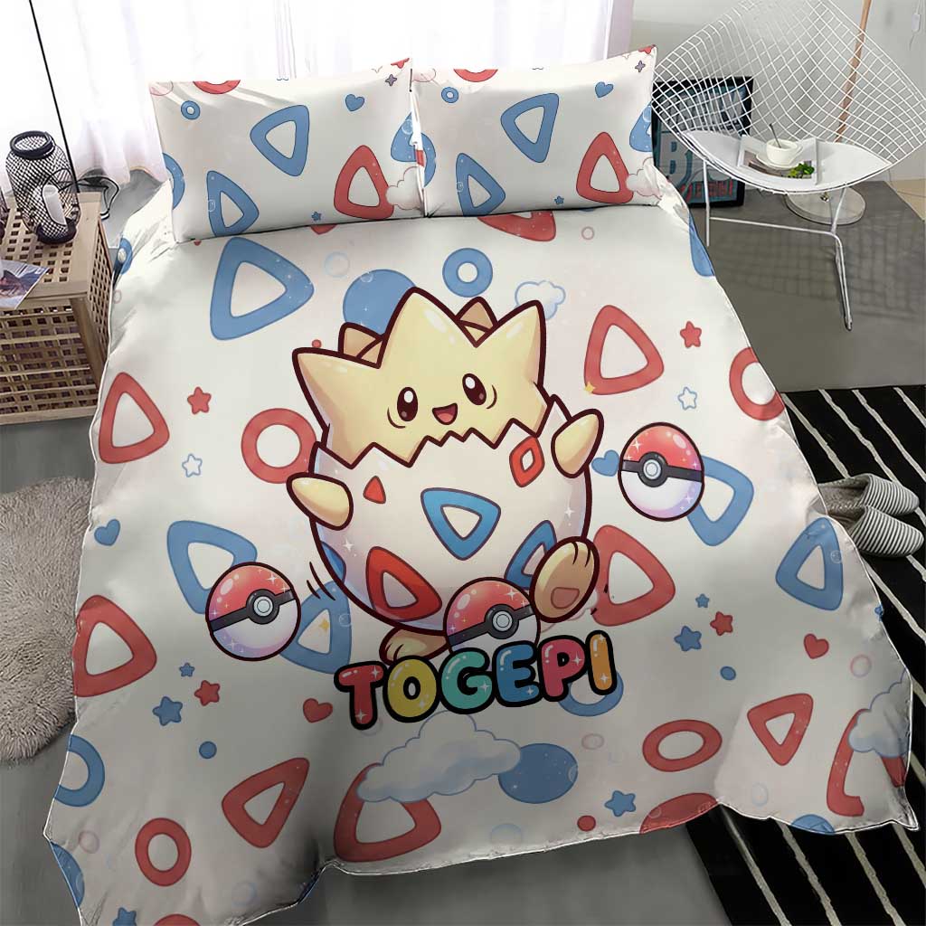 Togepi Bedding Set Joyful Eggshell Whimsy Art