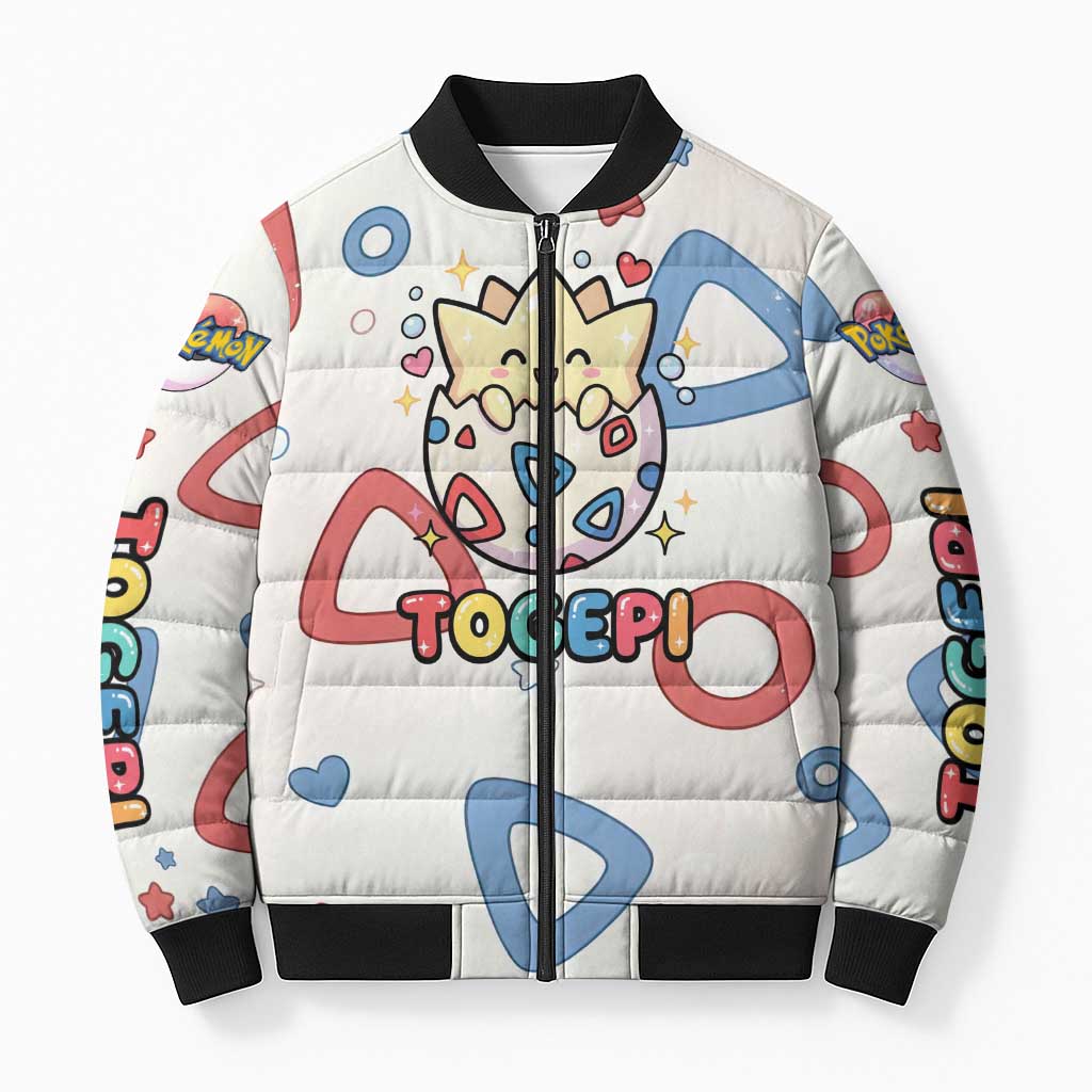 Togepi Bomber Puffer Jacket Joyful Eggshell Whimsy Art