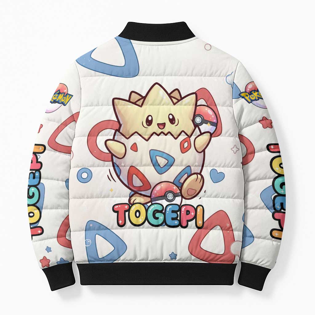 Togepi Bomber Puffer Jacket Joyful Eggshell Whimsy Art