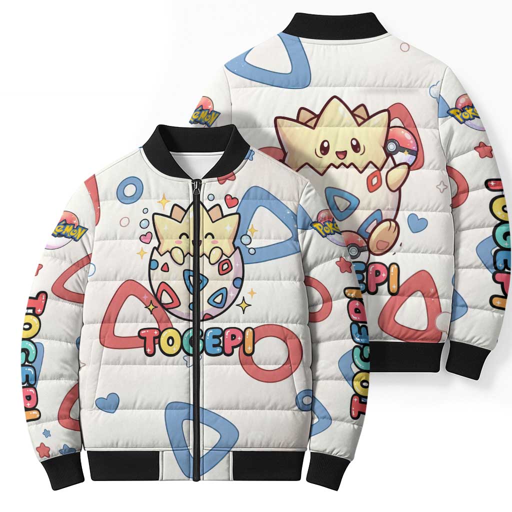 Togepi Bomber Puffer Jacket Joyful Eggshell Whimsy Art