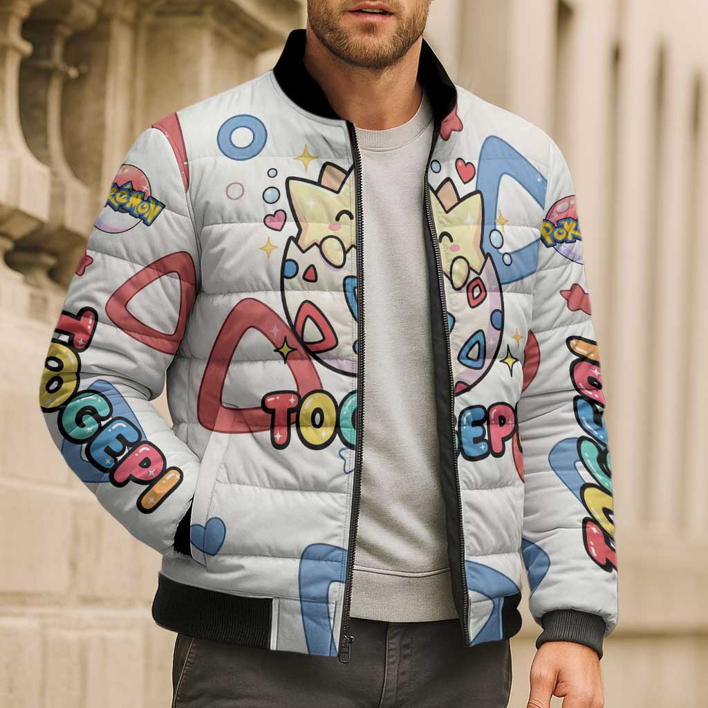 Togepi Bomber Puffer Jacket Joyful Eggshell Whimsy Art
