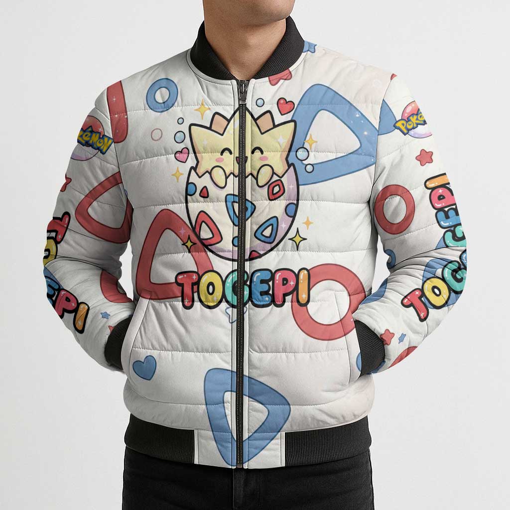 Togepi Bomber Puffer Jacket Joyful Eggshell Whimsy Art