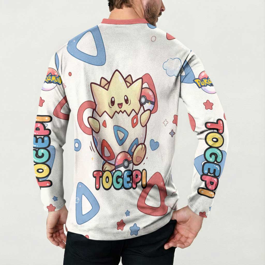 Togepi Button Sweatshirt Joyful Eggshell Whimsy Art