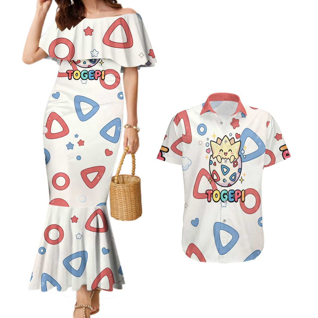 Togepi Couples Matching Mermaid Dress and Hawaiian Shirt Joyful Eggshell Whimsy Art