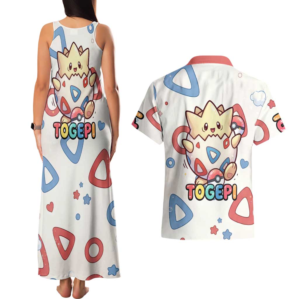 Togepi Couples Matching Tank Maxi Dress and Hawaiian Shirt Joyful Eggshell Whimsy Art
