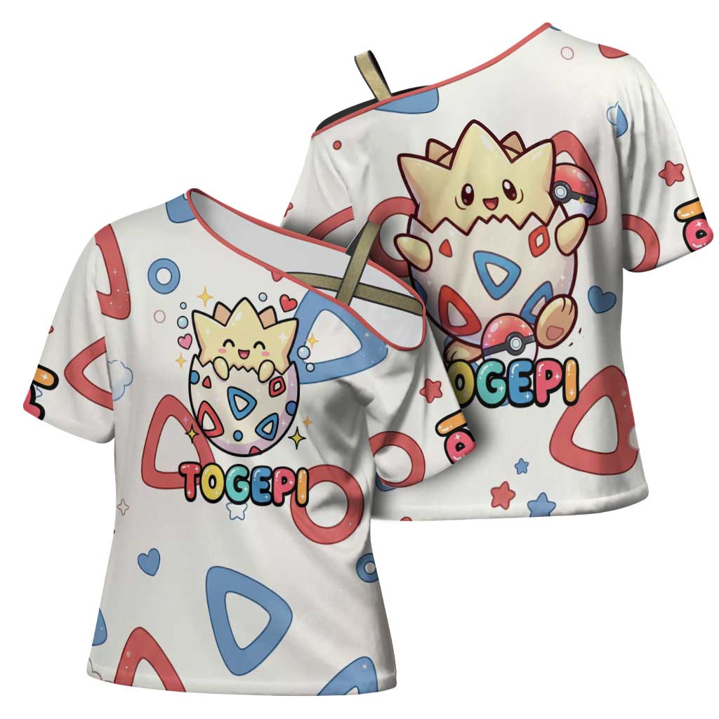 Togepi Cross Shoulder Shirt Joyful Eggshell Whimsy Art