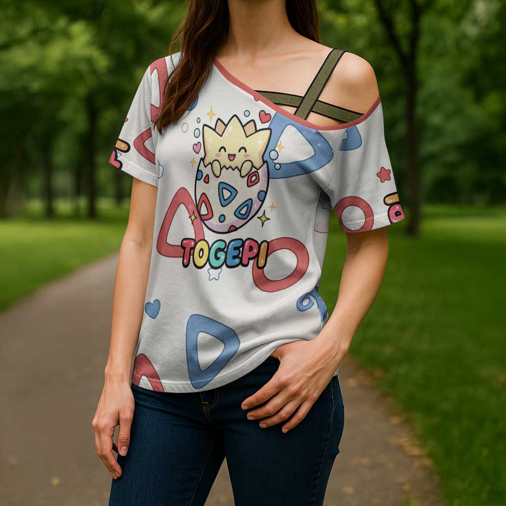 Togepi Cross Shoulder Shirt Joyful Eggshell Whimsy Art