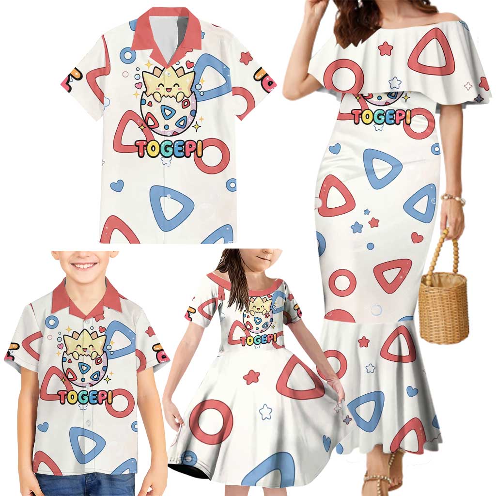 Togepi Family Matching Mermaid Dress and Hawaiian Shirt Joyful Eggshell Whimsy Art