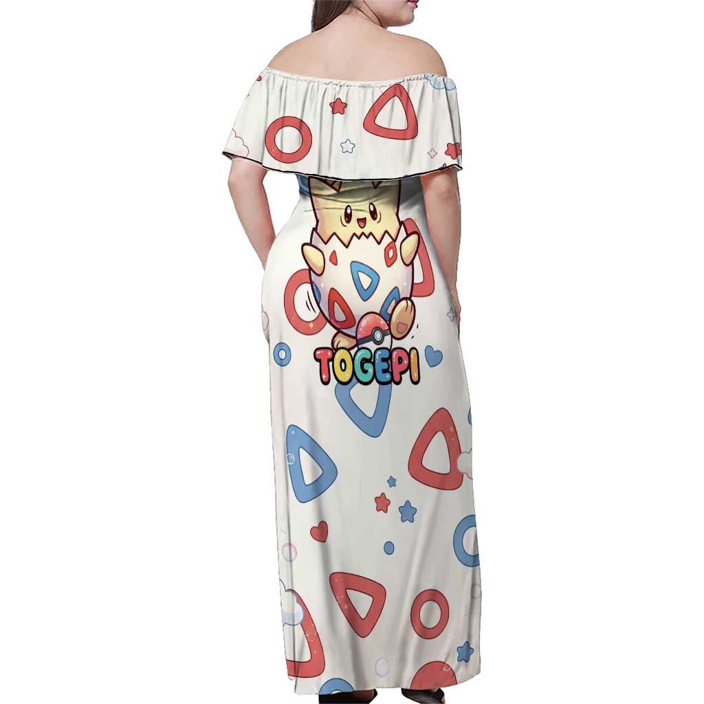 Togepi Family Matching Off Shoulder Maxi Dress and Hawaiian Shirt Joyful Eggshell Whimsy Art