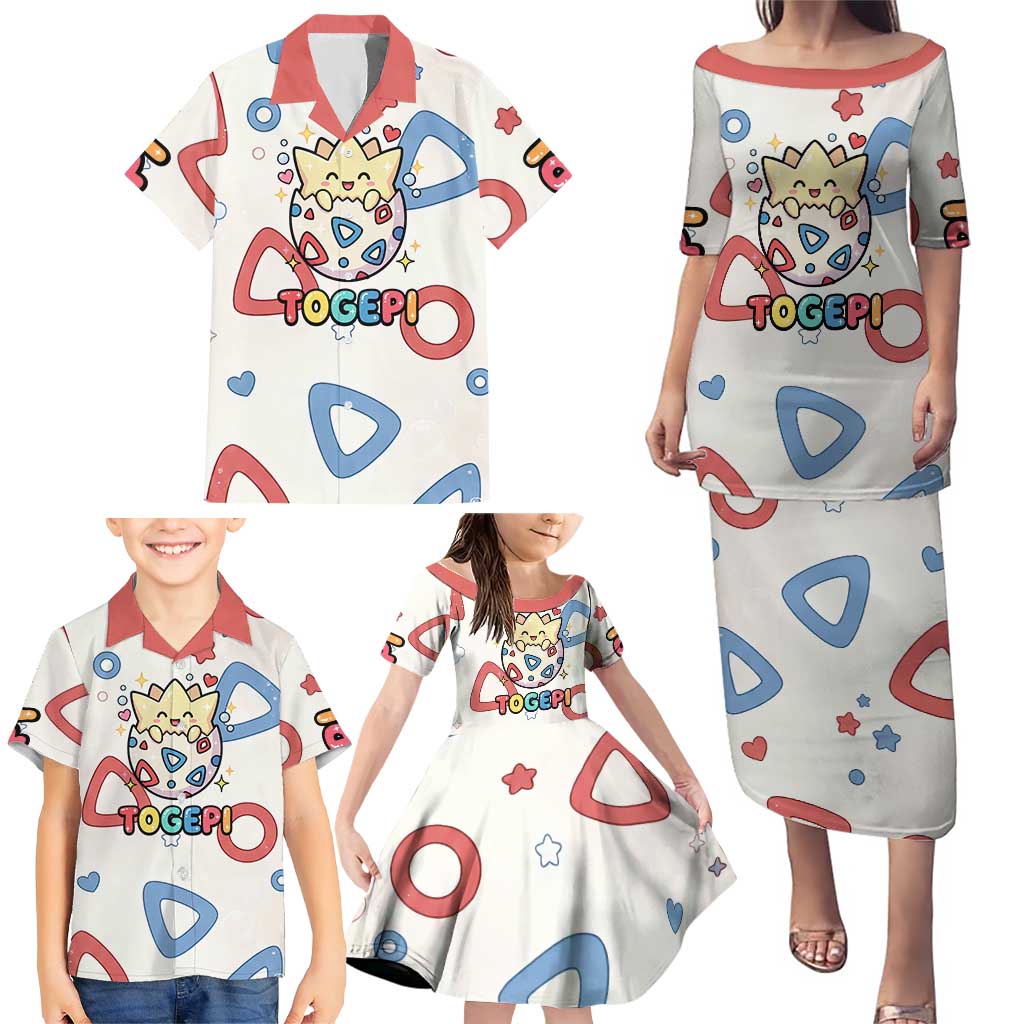 Togepi Family Matching Puletasi and Hawaiian Shirt Joyful Eggshell Whimsy Art