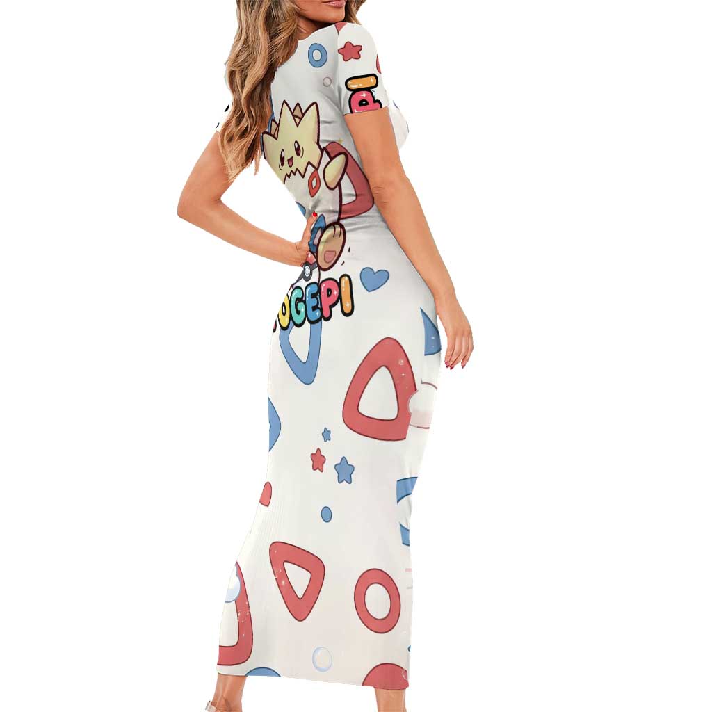 Togepi Family Matching Short Sleeve Bodycon Dress and Hawaiian Shirt Joyful Eggshell Whimsy Art