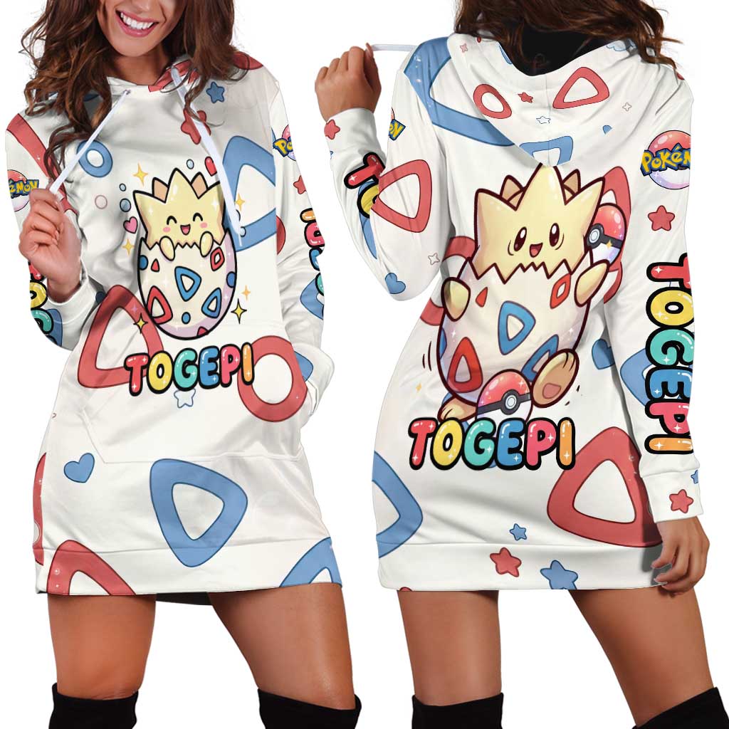 Togepi Hoodie Dress Joyful Eggshell Whimsy Art