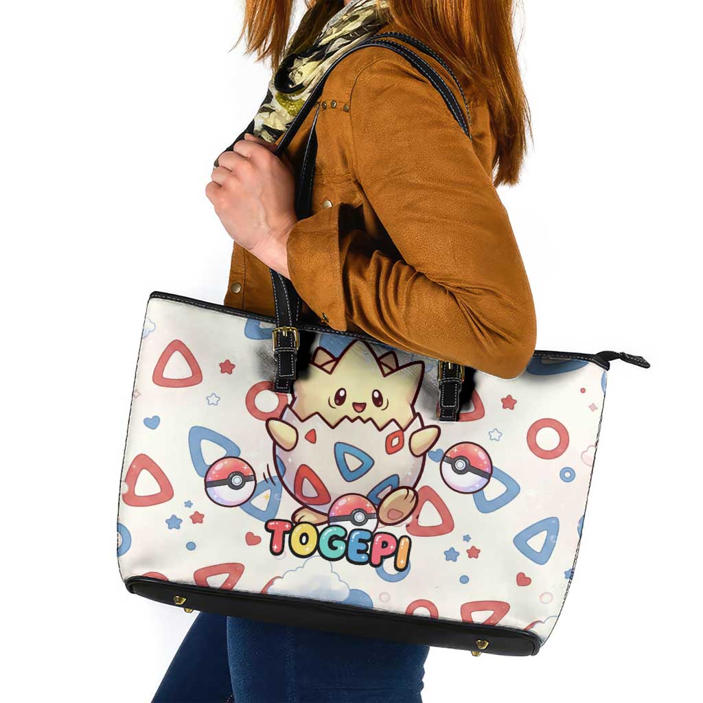 Togepi Leather Tote Bag Joyful Eggshell Whimsy Art