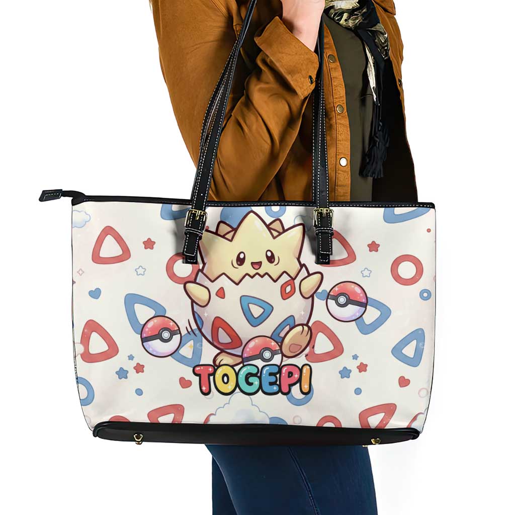 Togepi Leather Tote Bag Joyful Eggshell Whimsy Art