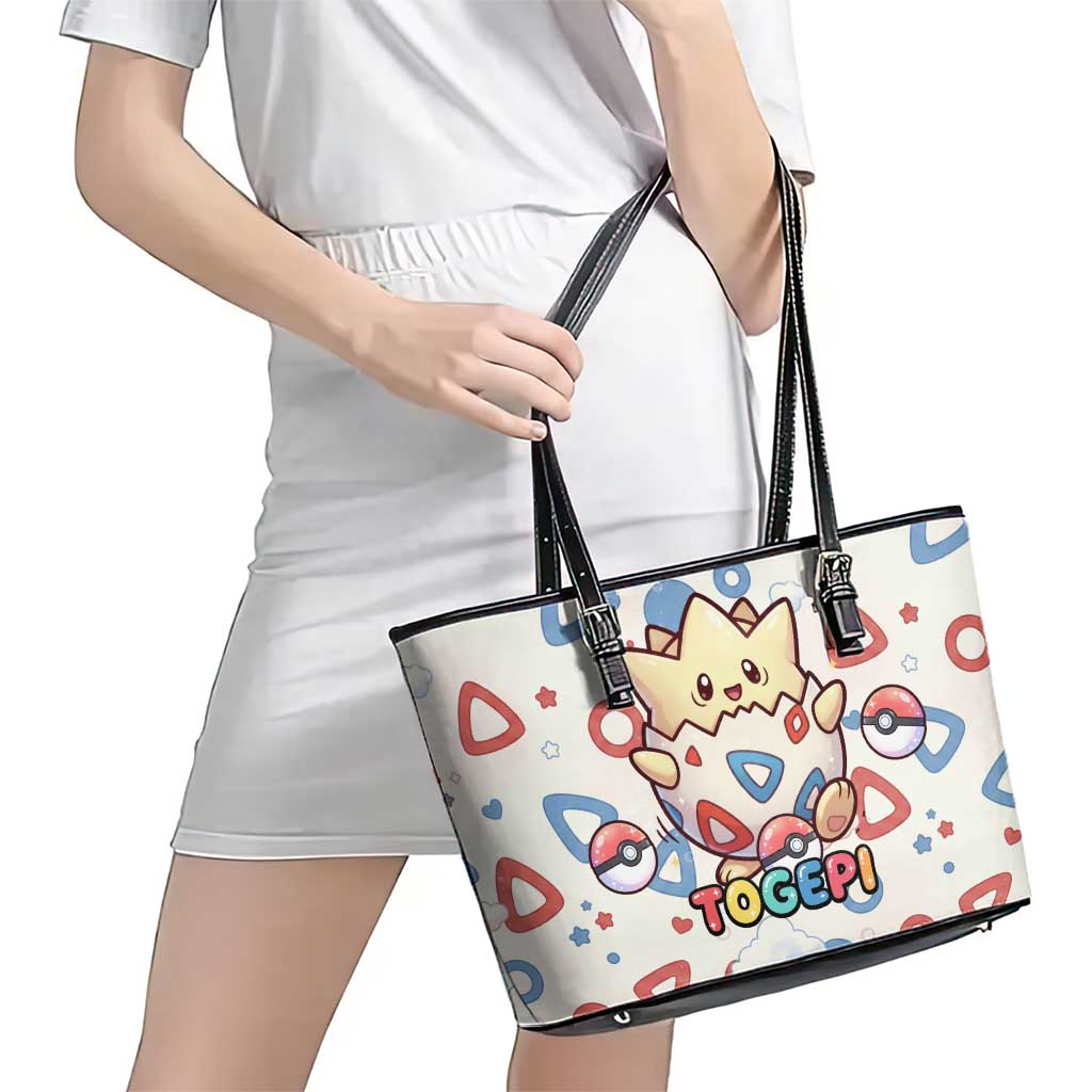 Togepi Leather Tote Bag Joyful Eggshell Whimsy Art