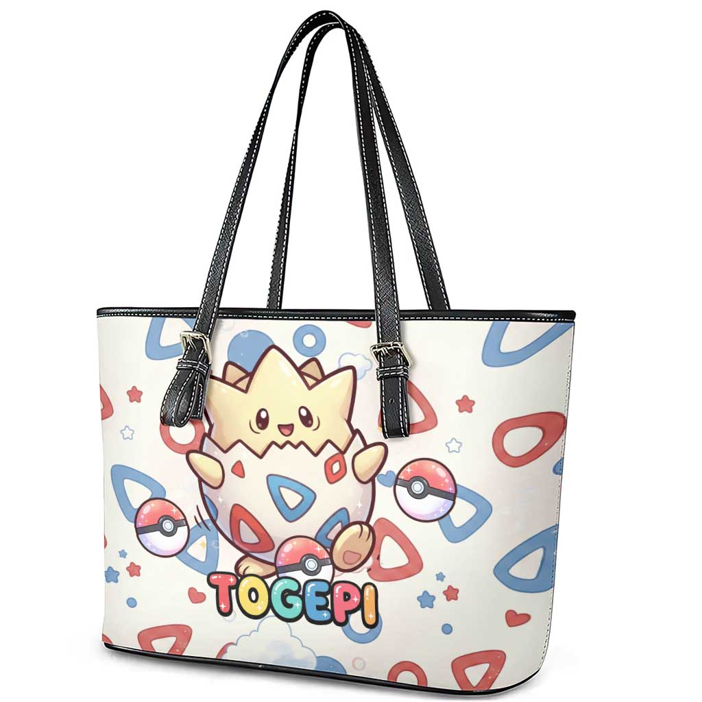 Togepi Leather Tote Bag Joyful Eggshell Whimsy Art