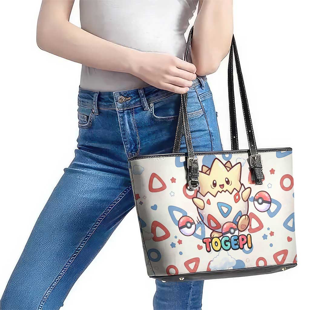 Togepi Leather Tote Bag Joyful Eggshell Whimsy Art