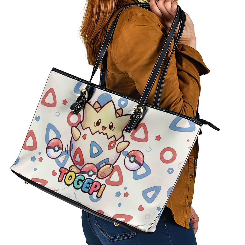 Togepi Leather Tote Bag Joyful Eggshell Whimsy Art