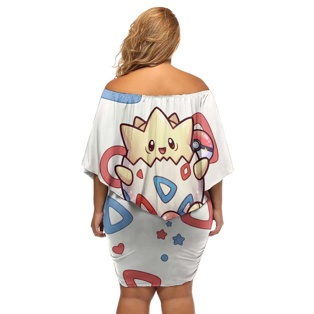 Togepi Off Shoulder Short Dress Joyful Eggshell Whimsy Art