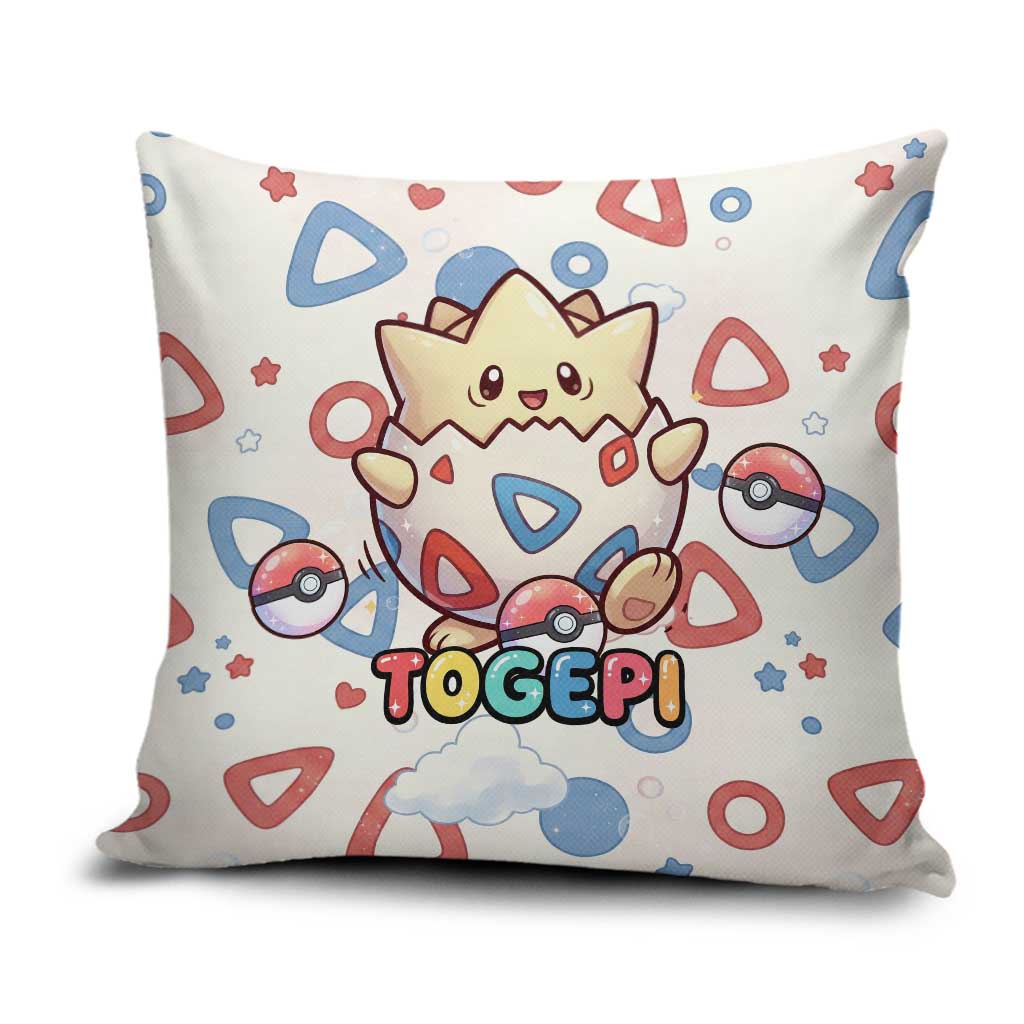 Togepi Pillow Cover Joyful Eggshell Whimsy Art