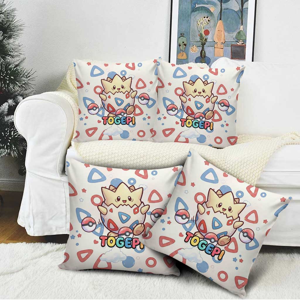 Togepi Pillow Cover Joyful Eggshell Whimsy Art