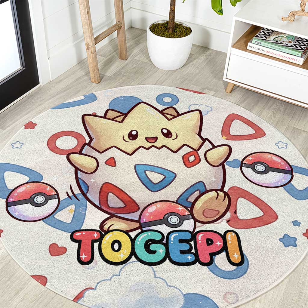 Togepi Round Carpet Joyful Eggshell Whimsy Art