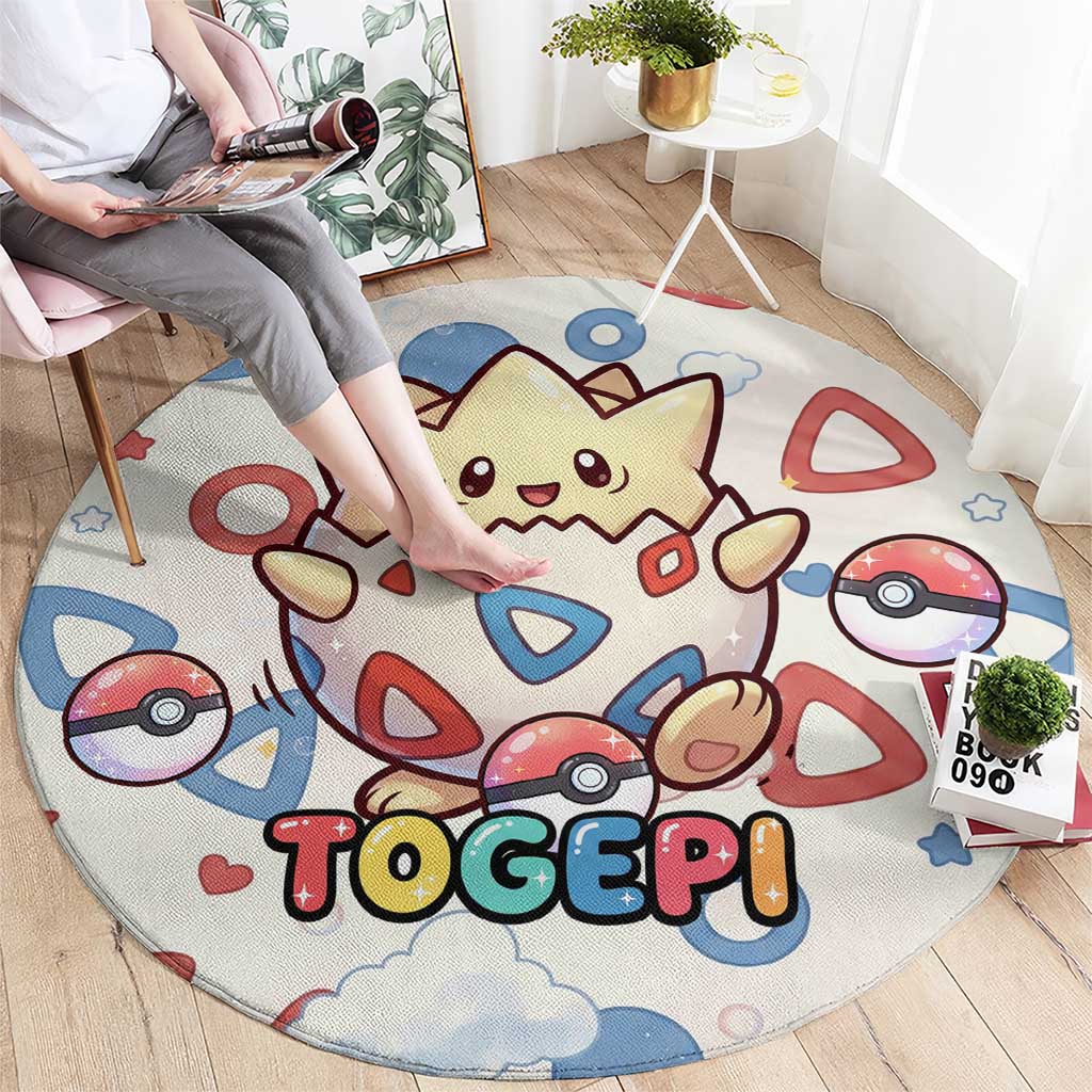 Togepi Round Carpet Joyful Eggshell Whimsy Art