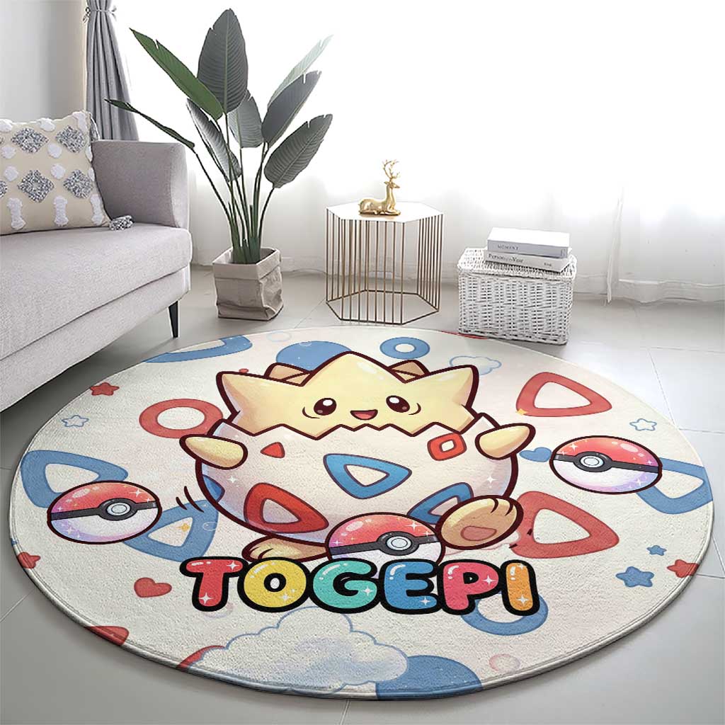 Togepi Round Carpet Joyful Eggshell Whimsy Art