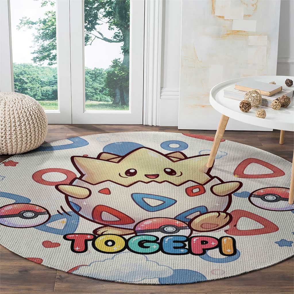 Togepi Round Carpet Joyful Eggshell Whimsy Art