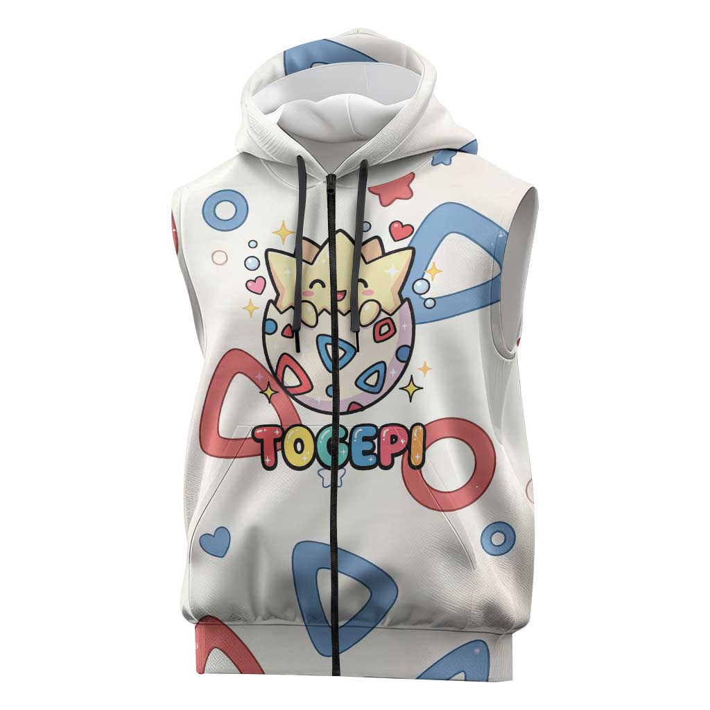 Togepi Sleeveless Zip Hoodie Joyful Eggshell Whimsy Art