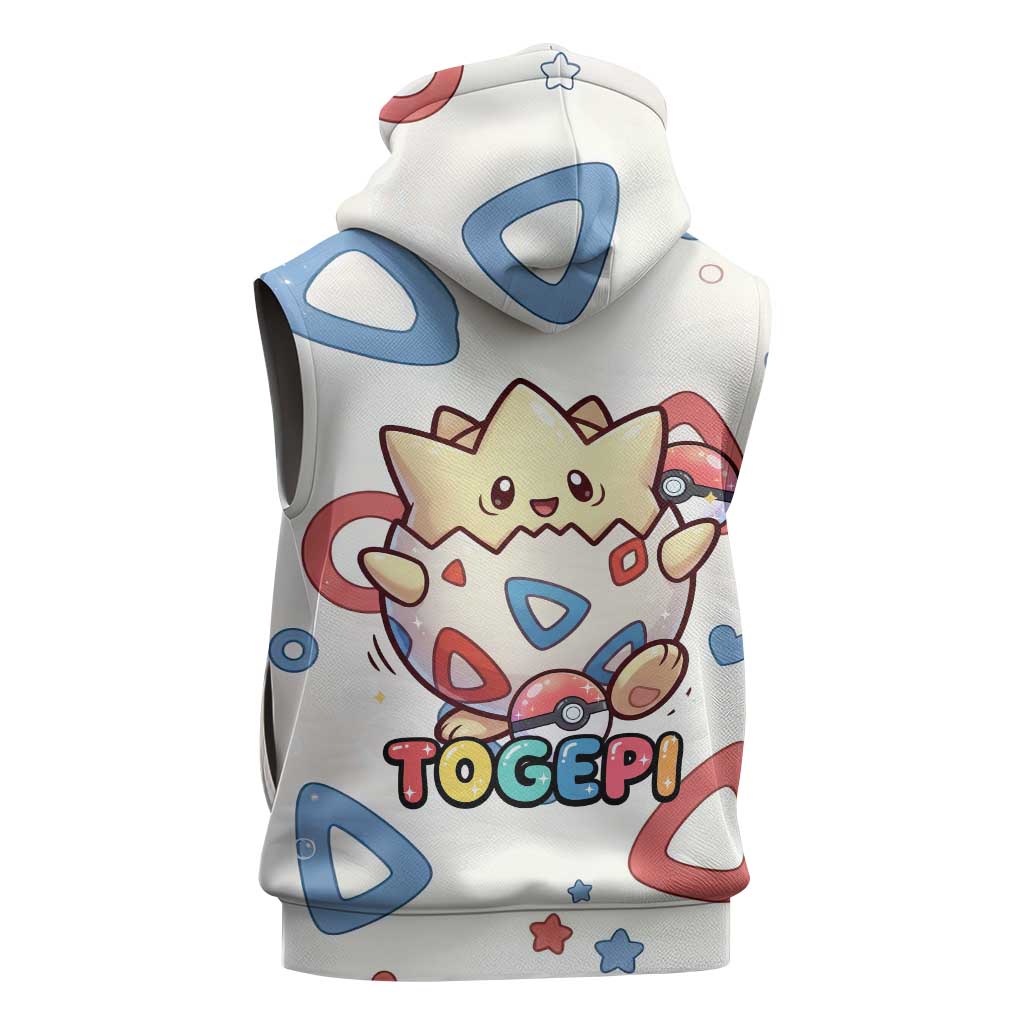 Togepi Sleeveless Zip Hoodie Joyful Eggshell Whimsy Art
