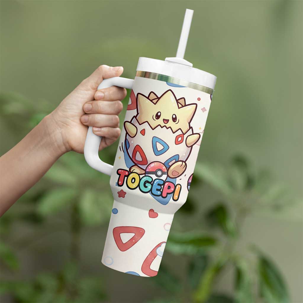 Togepi Tumbler With Handle Joyful Eggshell Whimsy Art
