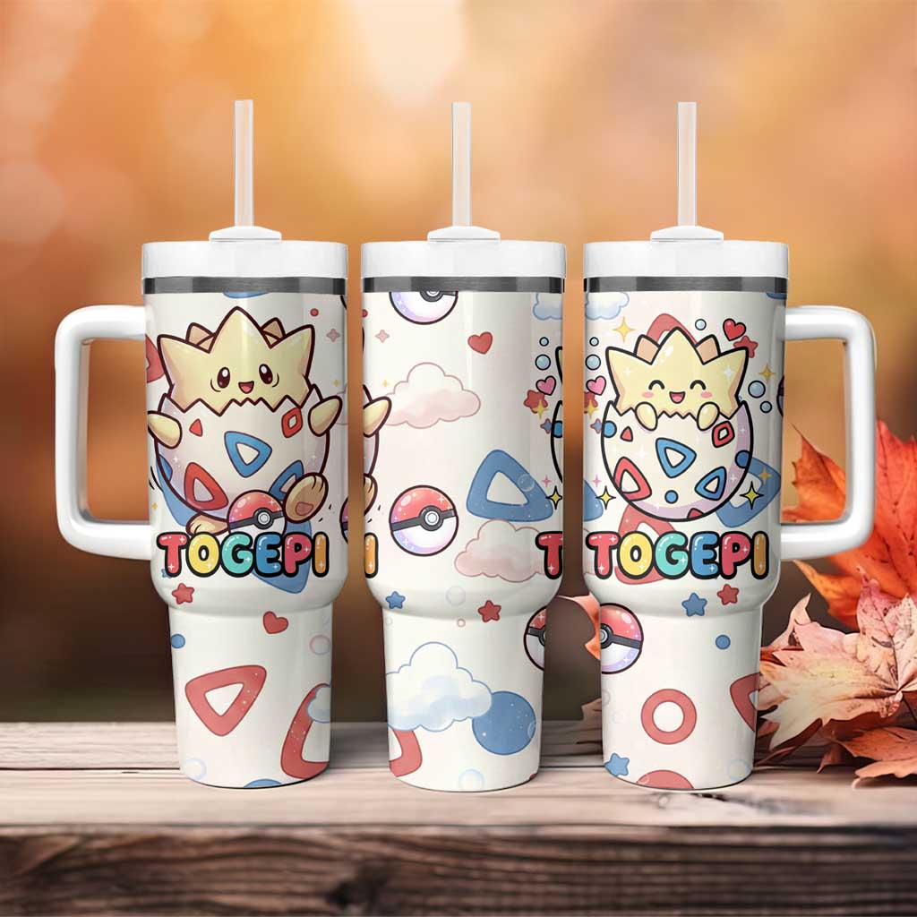 Togepi Tumbler With Handle Joyful Eggshell Whimsy Art